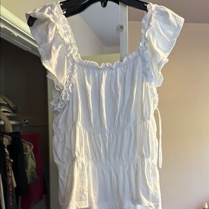 White Ruffled Women's Top